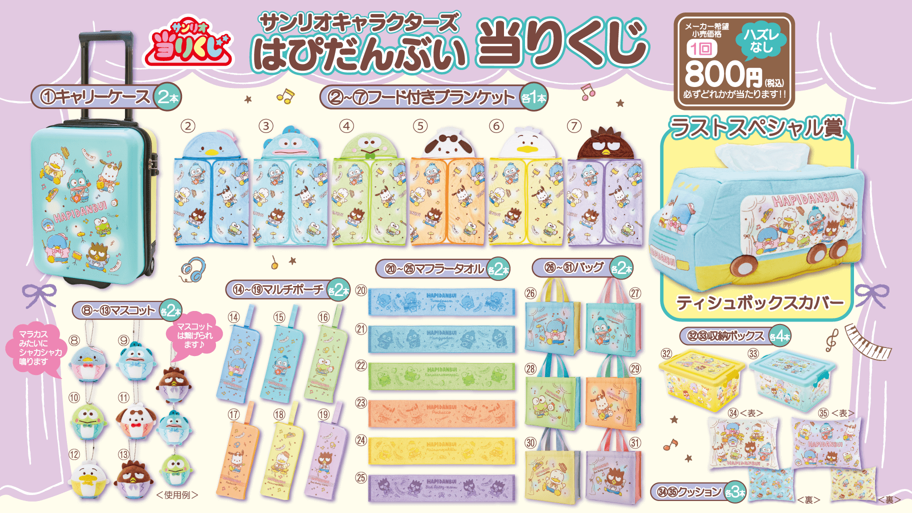 サンリオ＊ハンギョドン 当りくじ＊全種類＊一番くじ＊ティッシュ